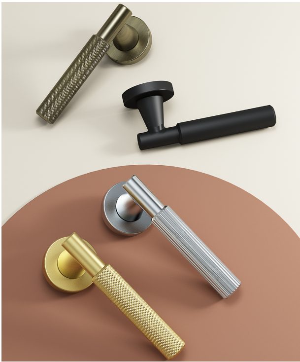 Satin Nickel Lever Door Handle on Rose